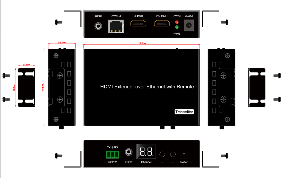 KanexPro NetworkAV H.264 HDMI Transmitter over IP w/ POE & RS-232