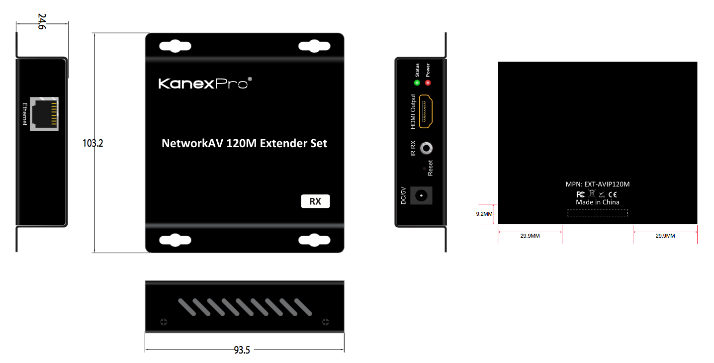 KanexPro NetworkAV™ 120M Extender Set 1080P