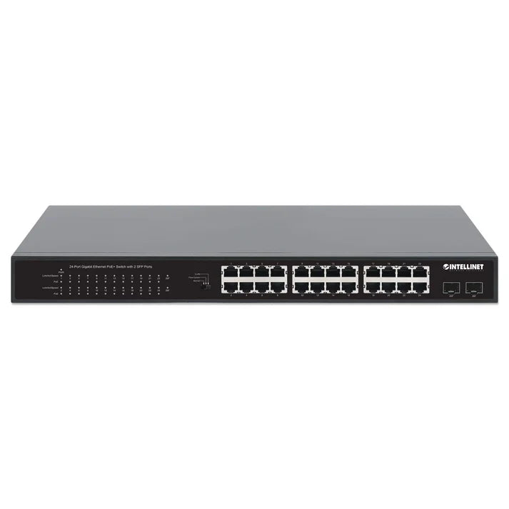 Intellinet 24-Port Gigabit Ethernet PoE+ Switch with 2 SFP Ports