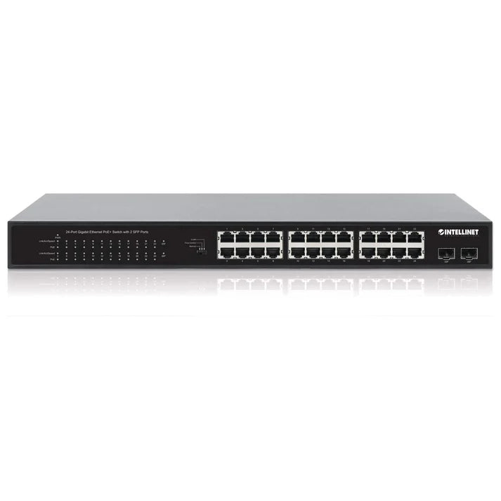 Intellinet 24-Port Gigabit Ethernet PoE+ Switch with 2 SFP Ports