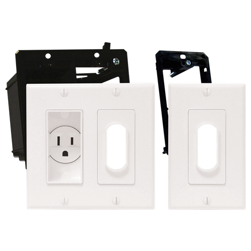 MidLite Décor Recessed Receptacle Double Gang Kit & Décor Wireport™, White