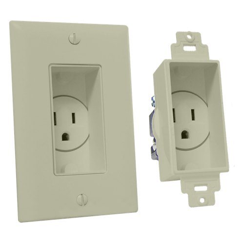 MidLite Single-Gang Décor Recessed Receptacle, Light Almond