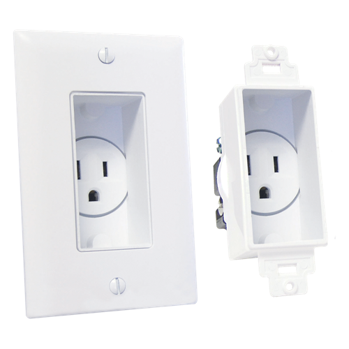 MidLite Single-Gang Décor Recessed Receptacle, White