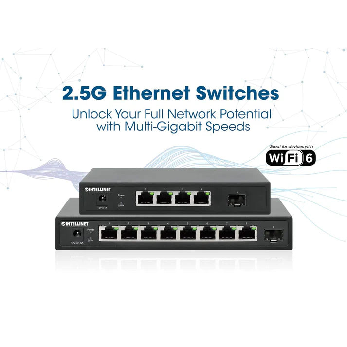 Intellinet 5-Port Switch with 4 x 2.5G Ethernet Ports and 1 SFP+ Uplink