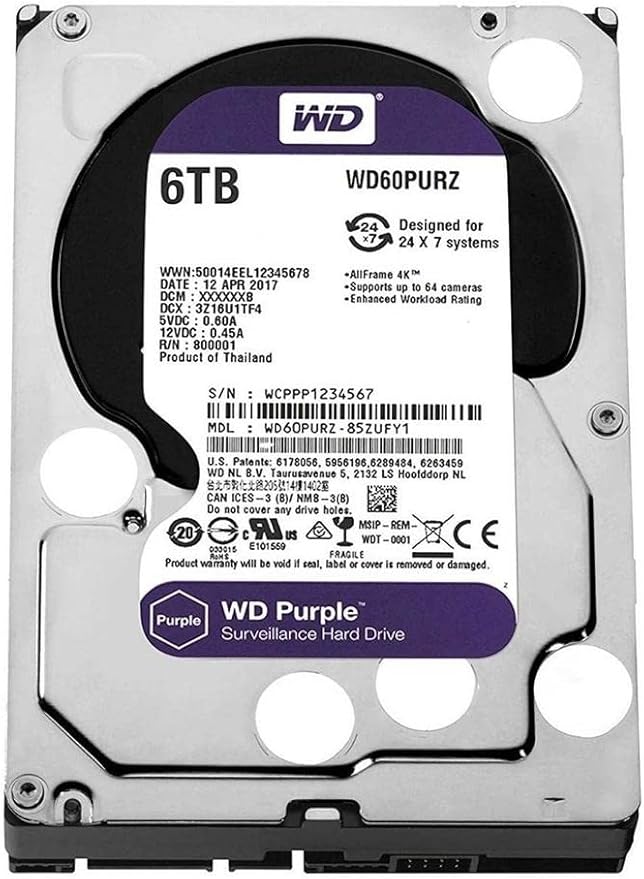 Western Digital Hard Drive 6TB Surveillance HDD 256MB Cache - 3.5"