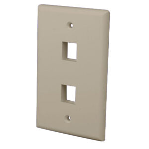 Vanco Multi-Media Keystone Wall Plates- 2 Ports & Light Almond