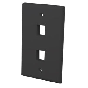 Vanco Multi-Meida Keystone Wall Plates- 2 Ports & Black