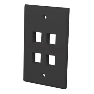 Vanco Multi-Meida Keystone Wall Plates- 4 Ports & Black