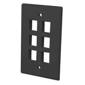 Vanco Multi-Meida Keystone Wall Plates- 6 Ports & Black