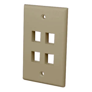 Vnaco Multi-Media Keystone Wall Plates- 4 Ports & Ivory