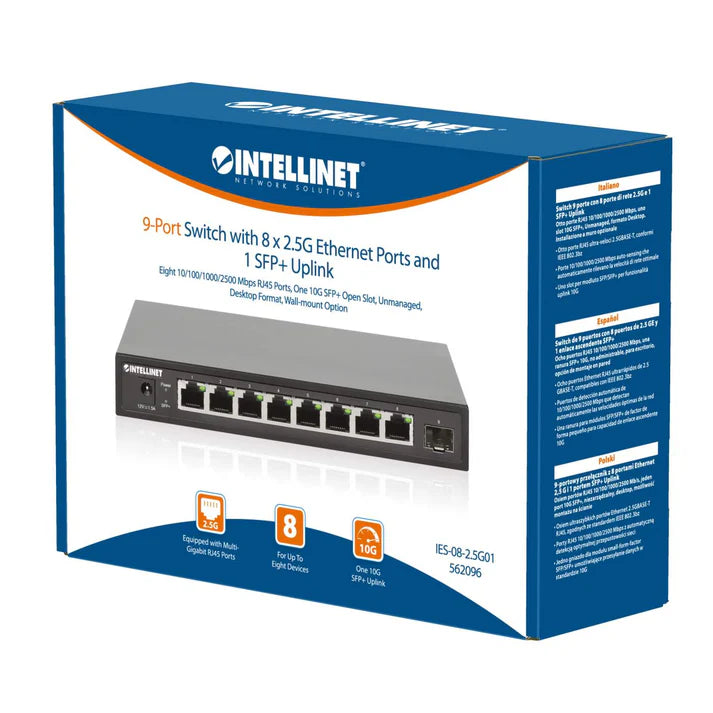 Intellinet 9-Port Switch with 8 x 2.5G Ethernet Ports and 1 SFP+ Uplink