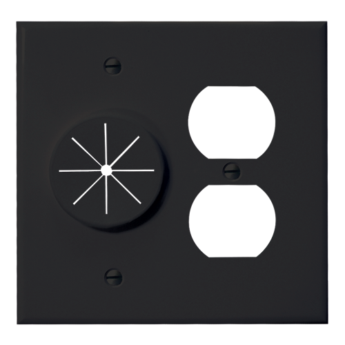 MidLite Duplex Receptacle Plate with Grommet, Black