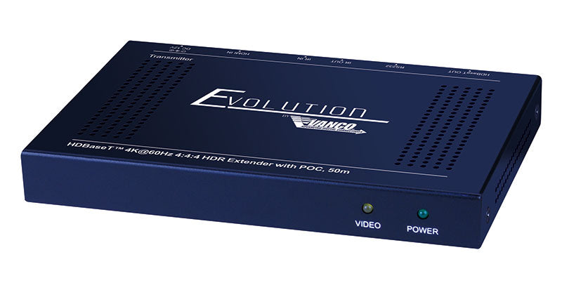 Evolution HDBaseT Slim Extender 4K/60Hz HDR 165ft/50m, HDCP2.2 1080p 230ft/70m RS-232, Bi-directional IR, PoC