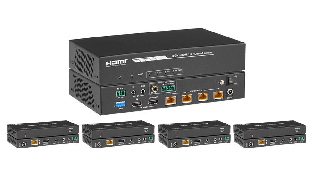 KanexPro 18G 1x4 HDMI 2.0 Splitter Extender 150m Kit