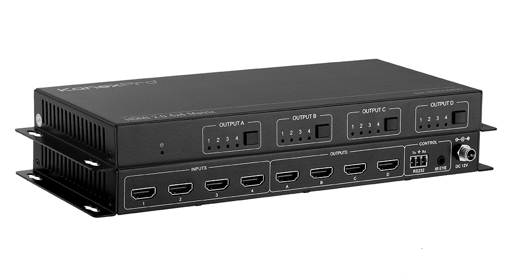 KanexPro HDMI 2.0 4x4 Matrix Switcher with 4K to 1080p Down-scaling